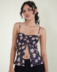 Image of Megumi Top in Falling Rose Jet Black