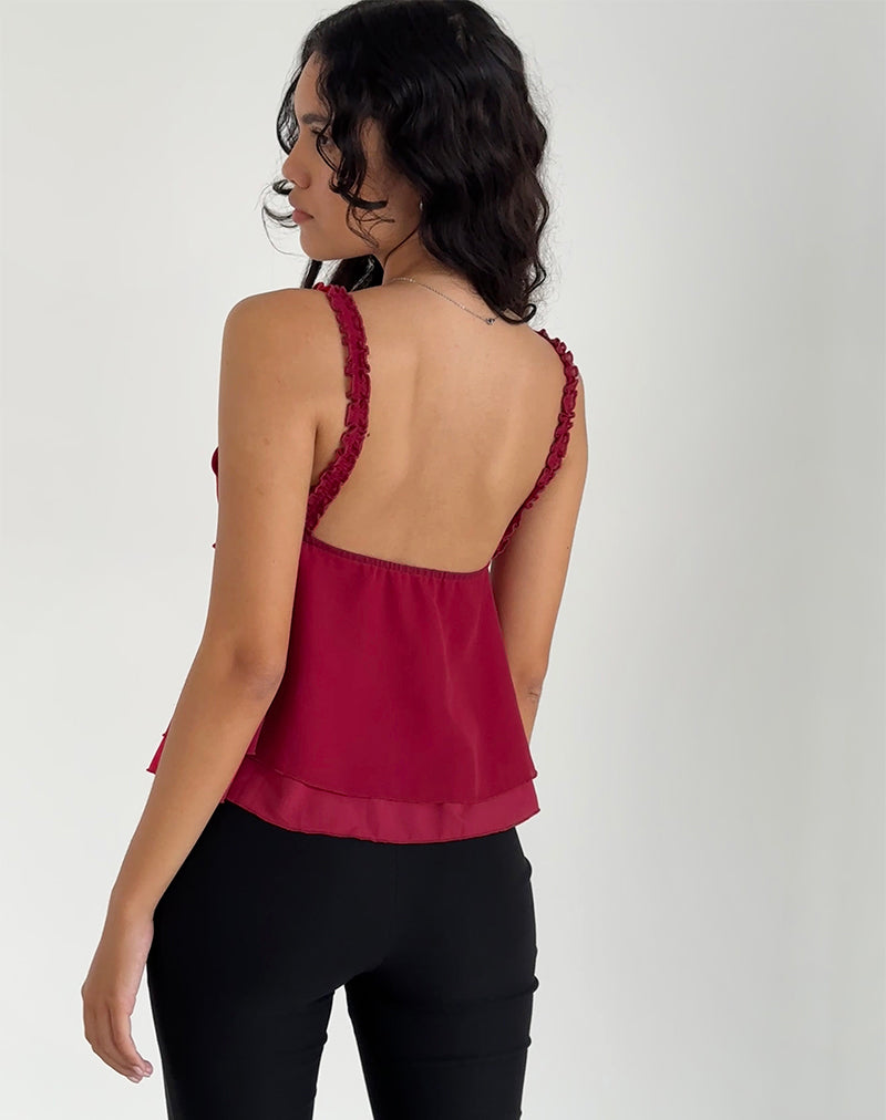 Image of Melinda Frill Cami Top in Chiffon Deep Red