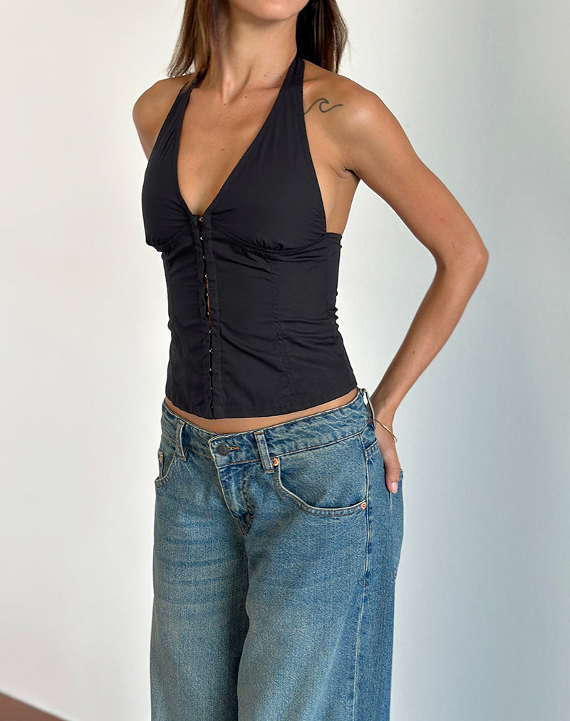 Image of Miken Halterneck Vest Top in Black