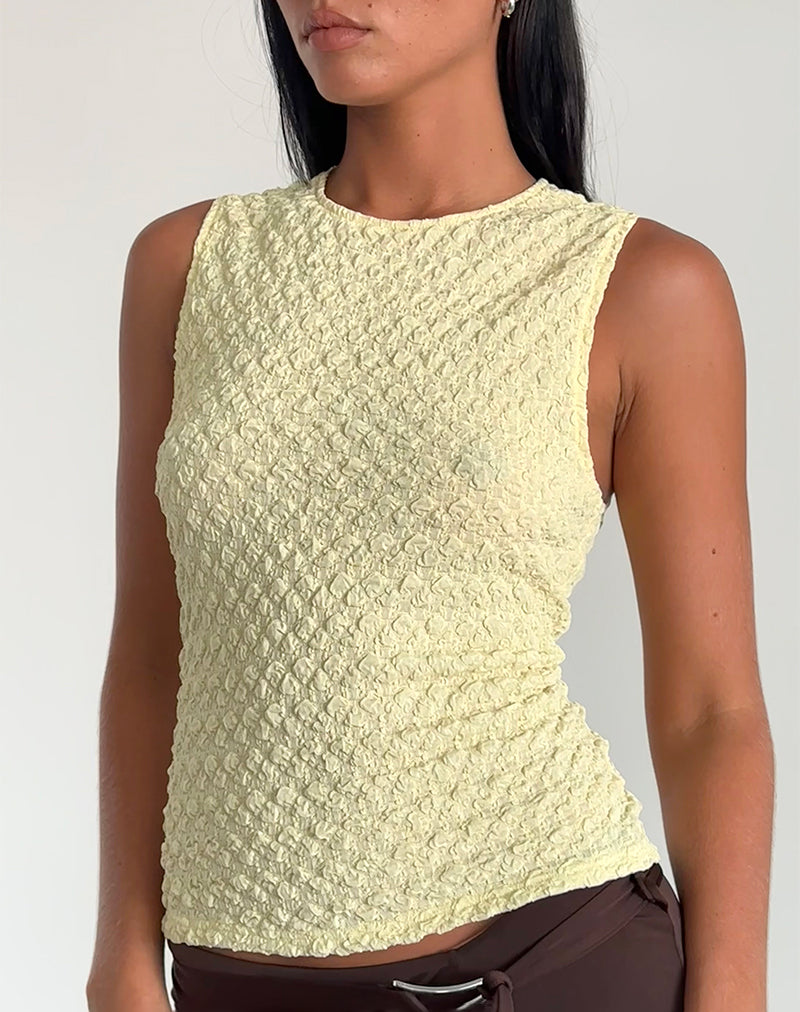 Image of Mohala Top in Bubble Knit Soft Yellow