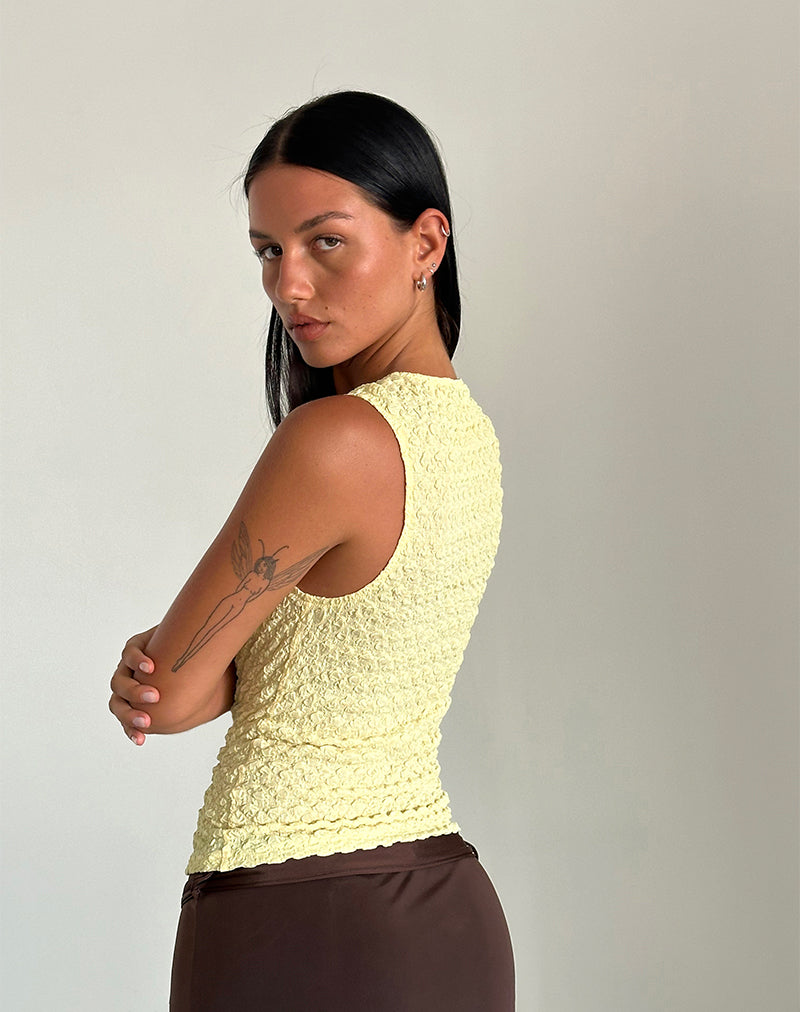Image of Mohala Top in Bubble Knit Soft Yellow