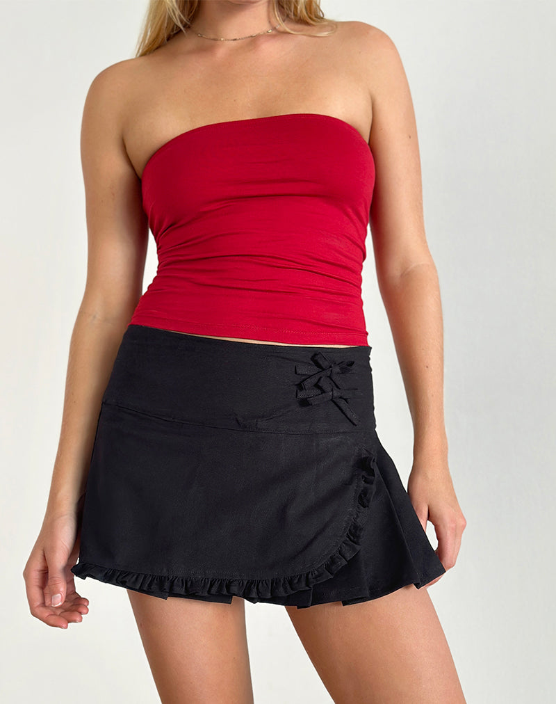 Monana Wrap Mini Skirt in Plain Black
