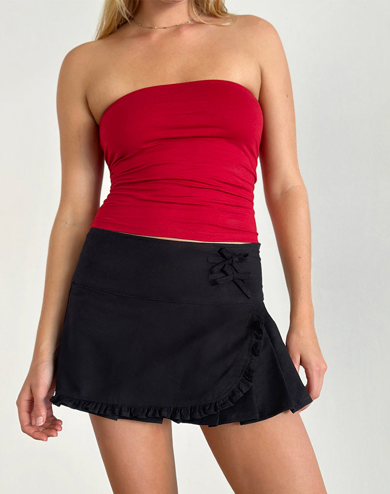 Monana Wrap Micro Skirt in Plain Black