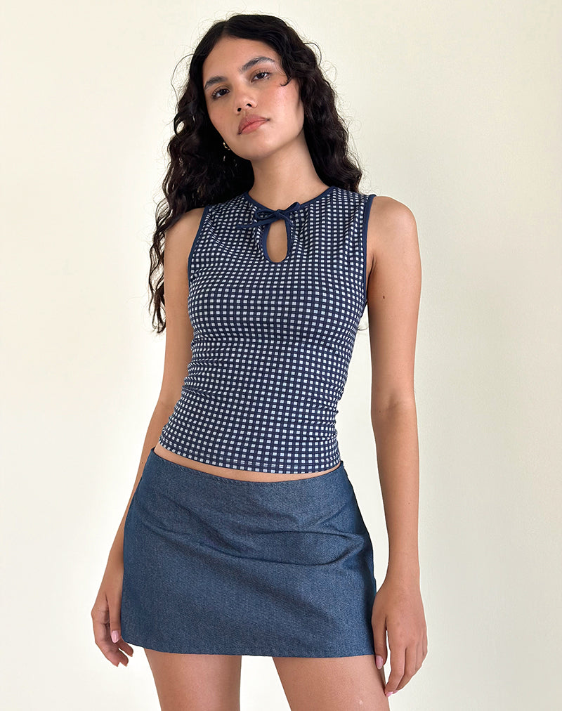 Black gingham denim skirt best sale