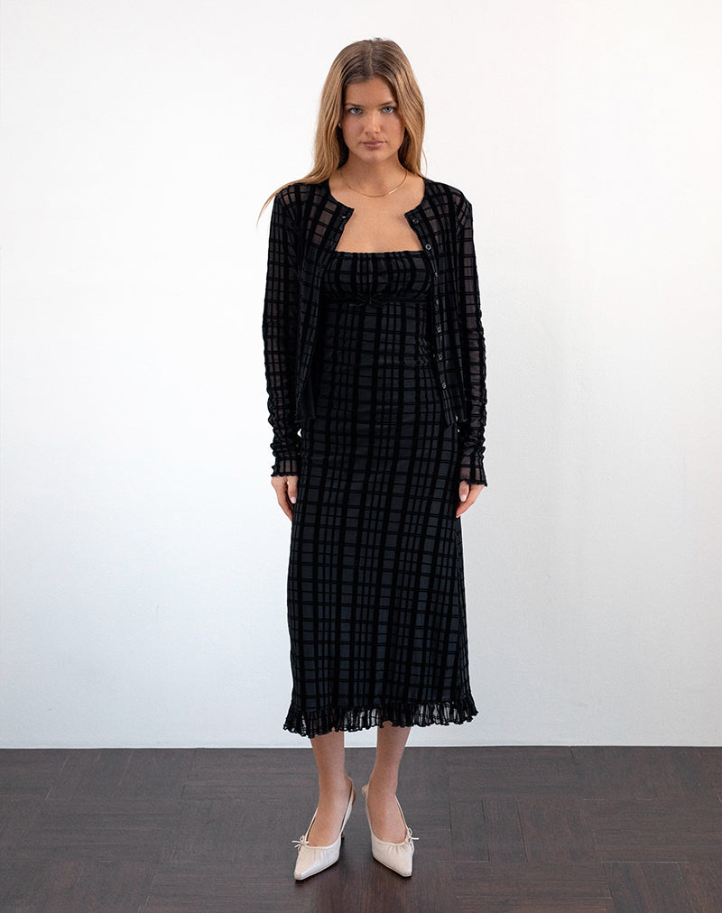 Image of Nateda Dress in Tonal Check Flock Black