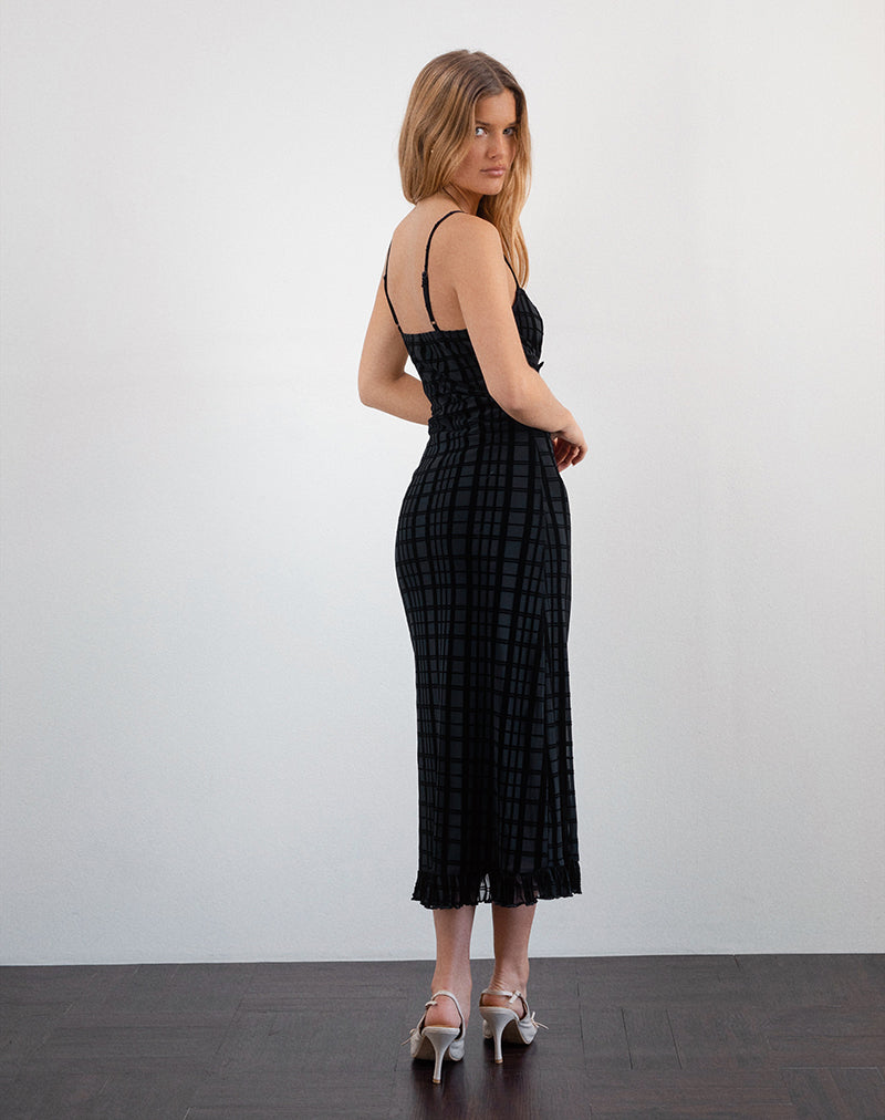 Image of Nateda Dress in Tonal Check Flock Black