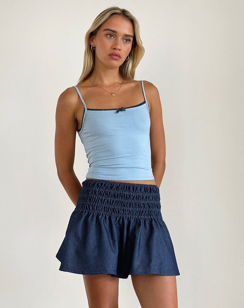 Image of Nelesi Mini Skirt in Denim Chambray Indigo 