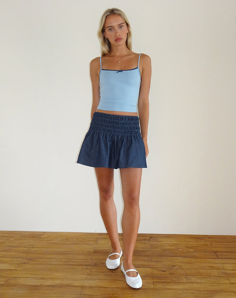 Image of Nelesi Mini Skirt in Denim Chambray Indigo 