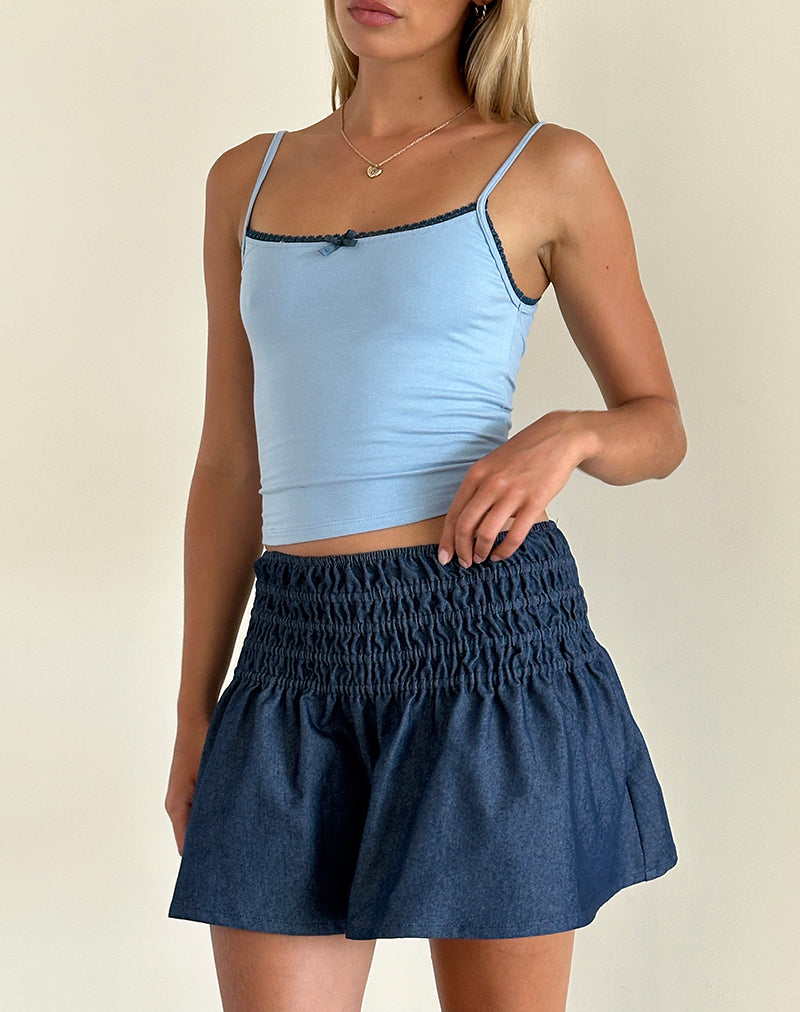 Image of Nelesi Mini Skirt in Denim Chambray Indigo 