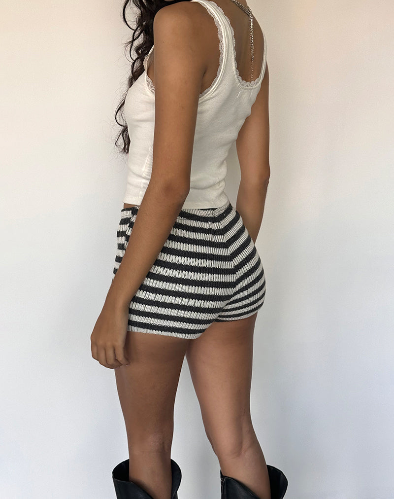 Image of Nikaya Shorts in Stripe Knit Black and White