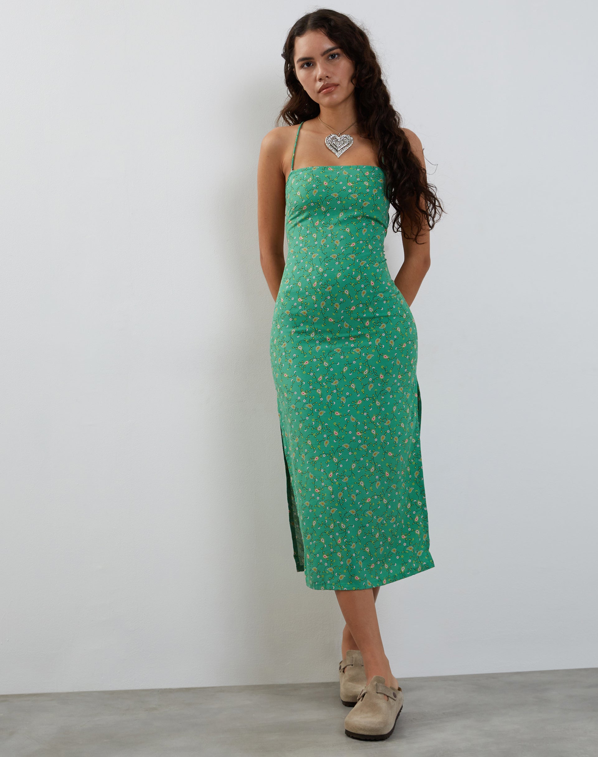 Paisley Fun Green Midi Dress | Nosita – motelrocks.com