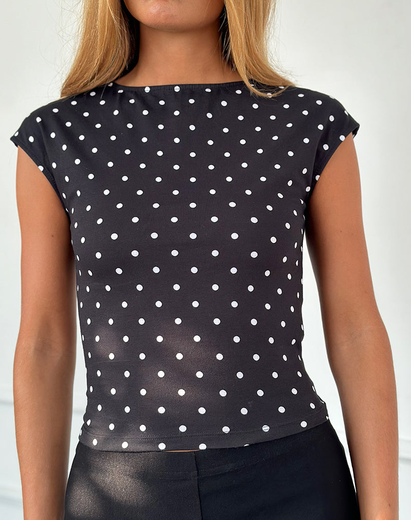 Image of Nova Top in Black Polka Jersey