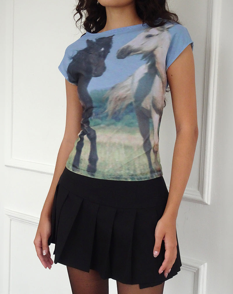 Nova Top Mesh in Horses Print