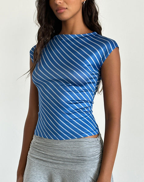 Blue store Striped Top Side Lacing Detail