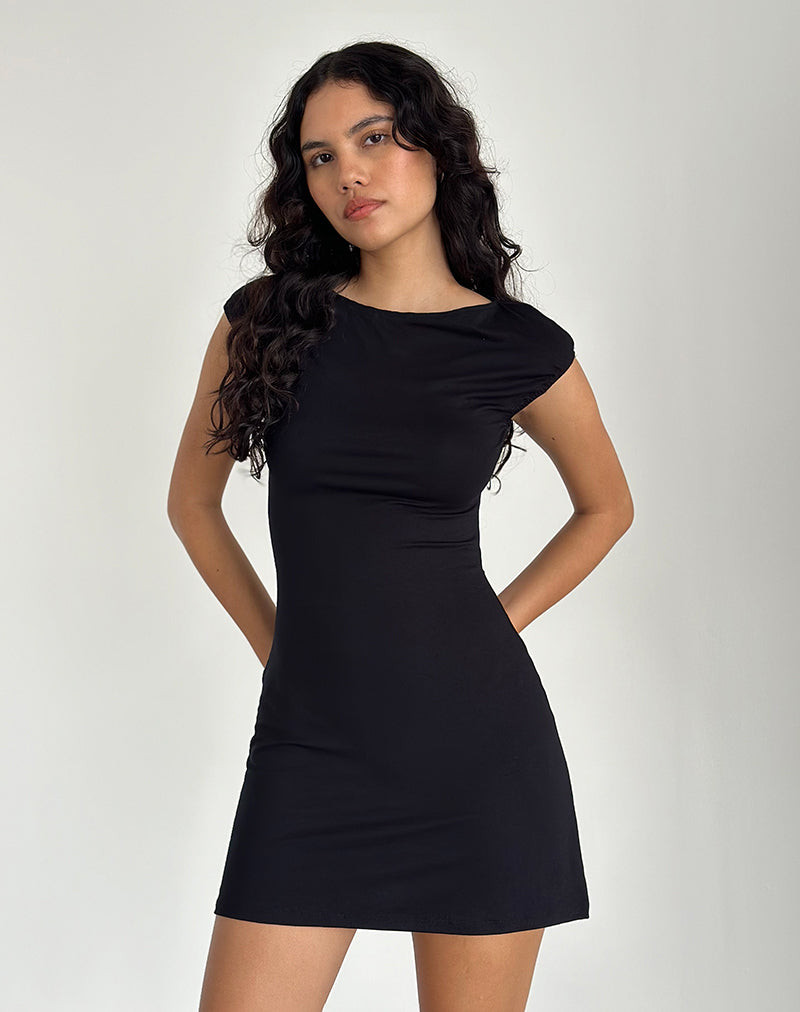 Image of Novaya Mini Dress Jersey in Black