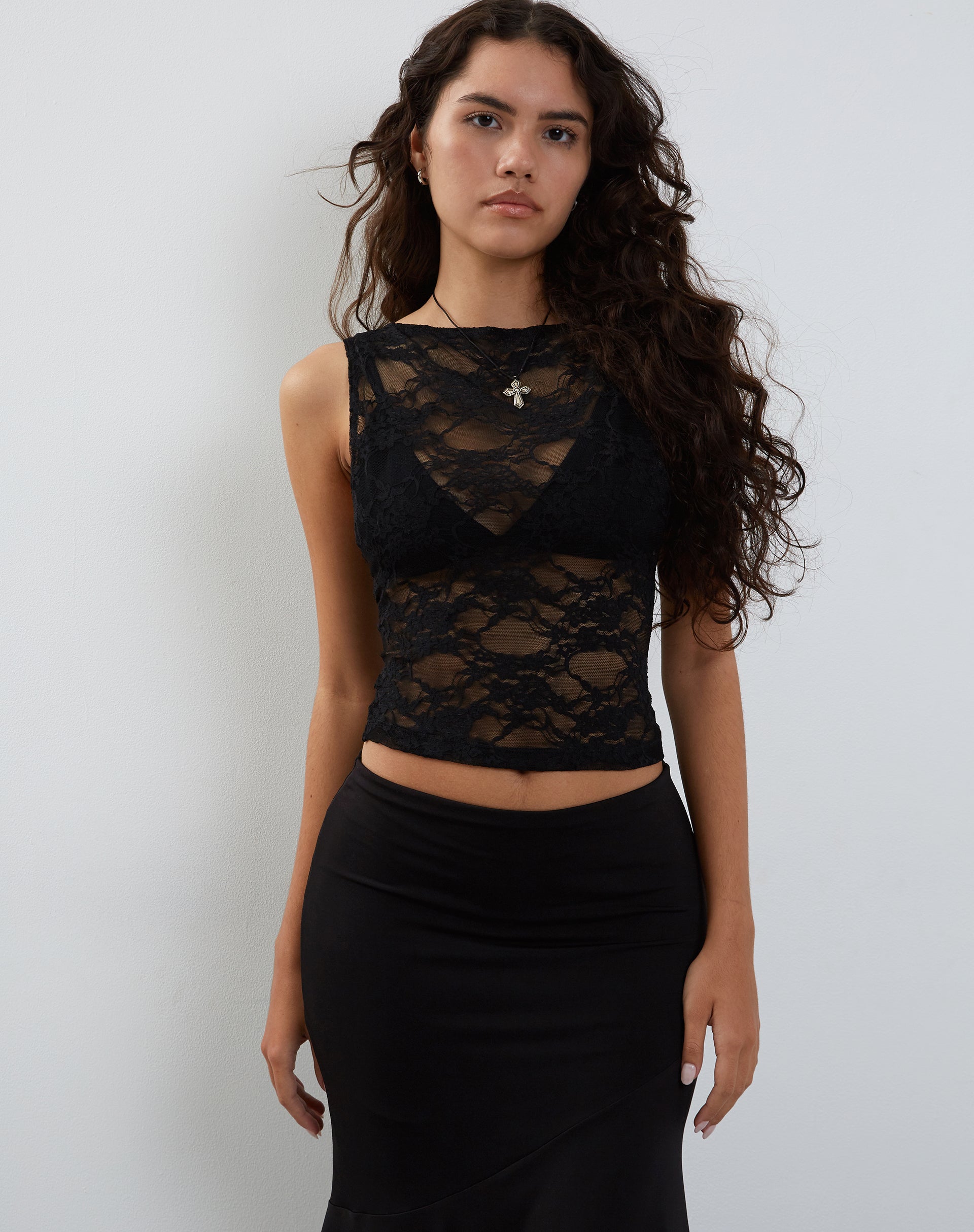 Black Lace Vest Top Maloe motelrocks