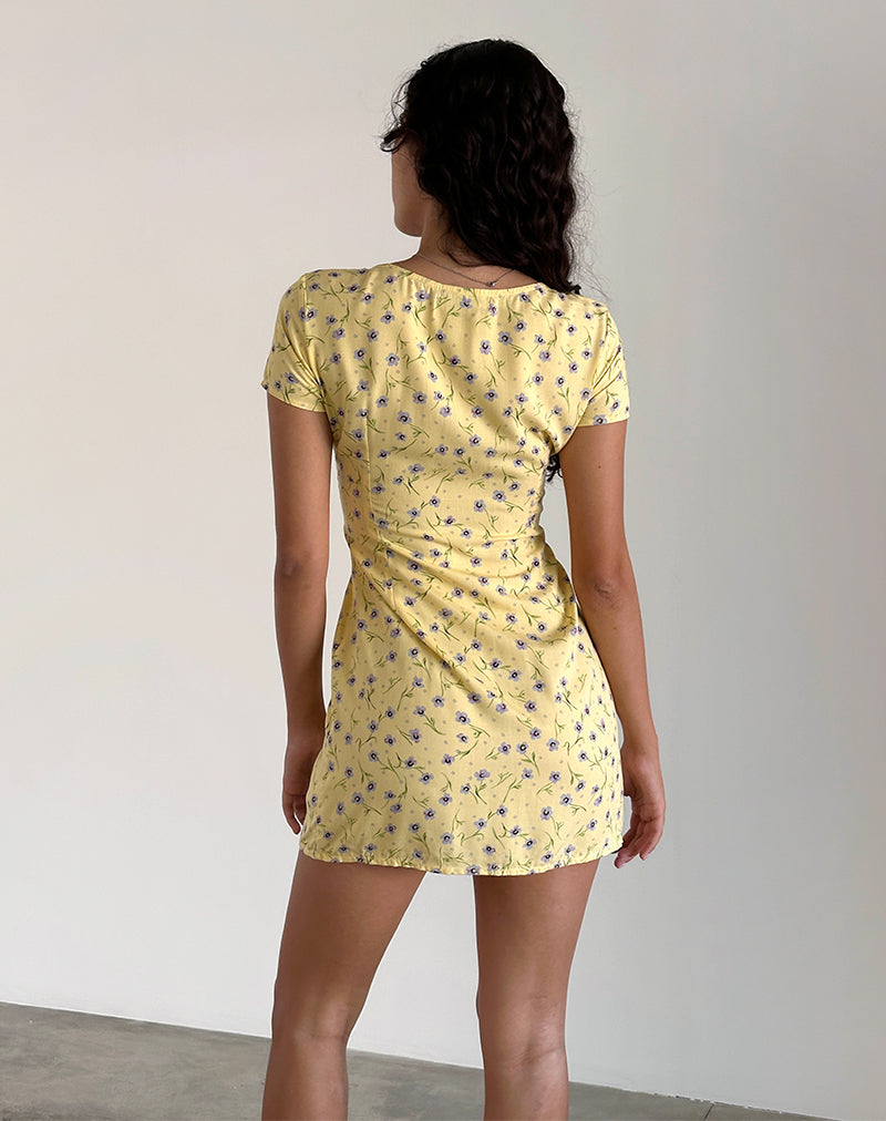 Image of Omoni Mini Dress in Wild Flower Lemon Drop