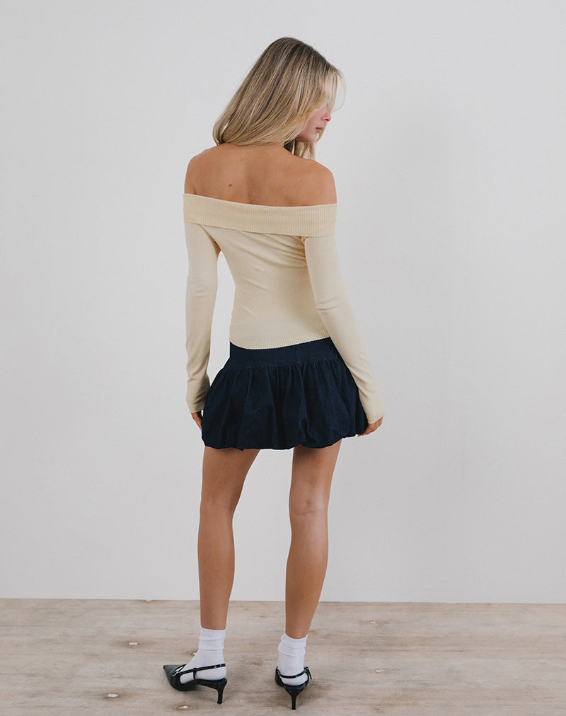 Image of Orianne Long Sleeve Bardot Top in Knit Buttercream