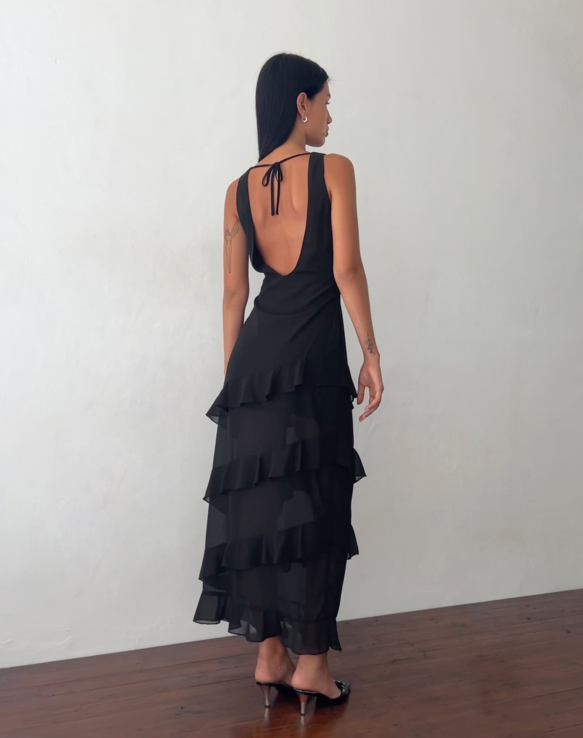 Black Ruffle Gown – Smriti Apparels