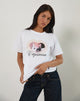 Image of Oversize Basic Tee in White with Capricorn Motel Pet Print