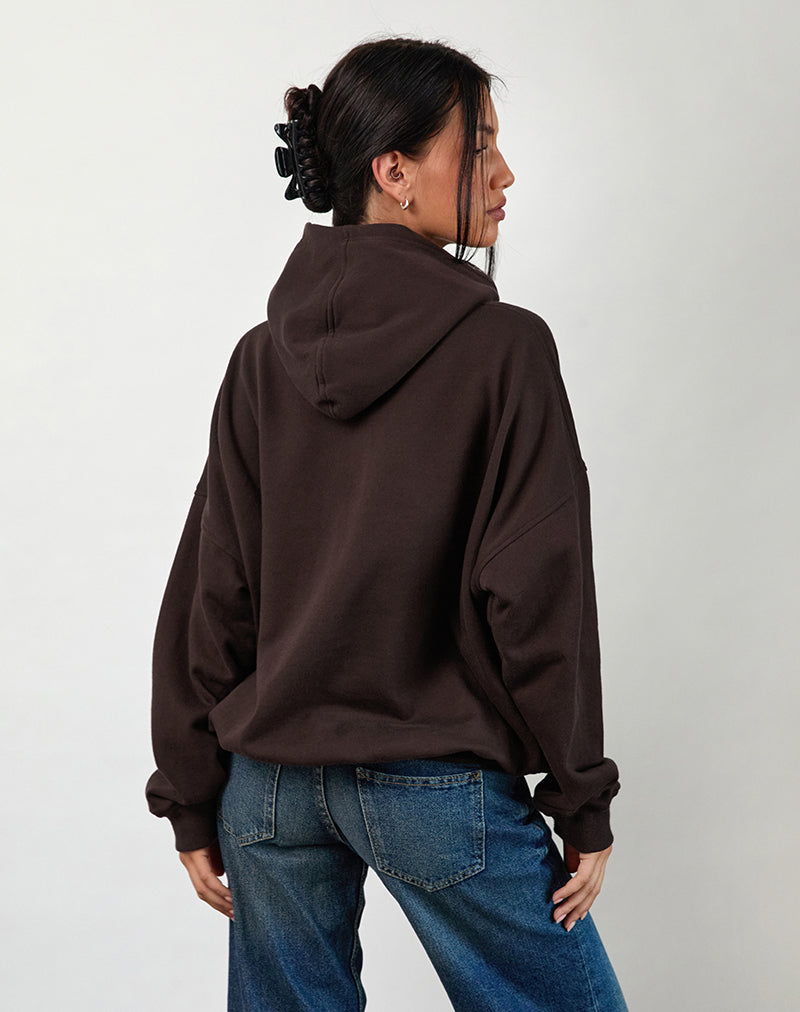 Image of Oversized Hoodie in Bitter Chocolate with Overthinker Print