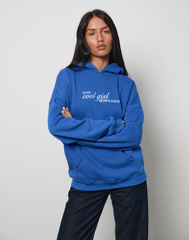 Image of Oversized Hoodie in Cobalt Blue with Cool Girl Graphic