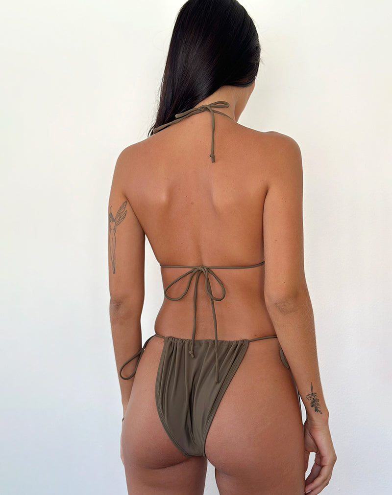 Image of Pami Bikini Top in Olive with Beads