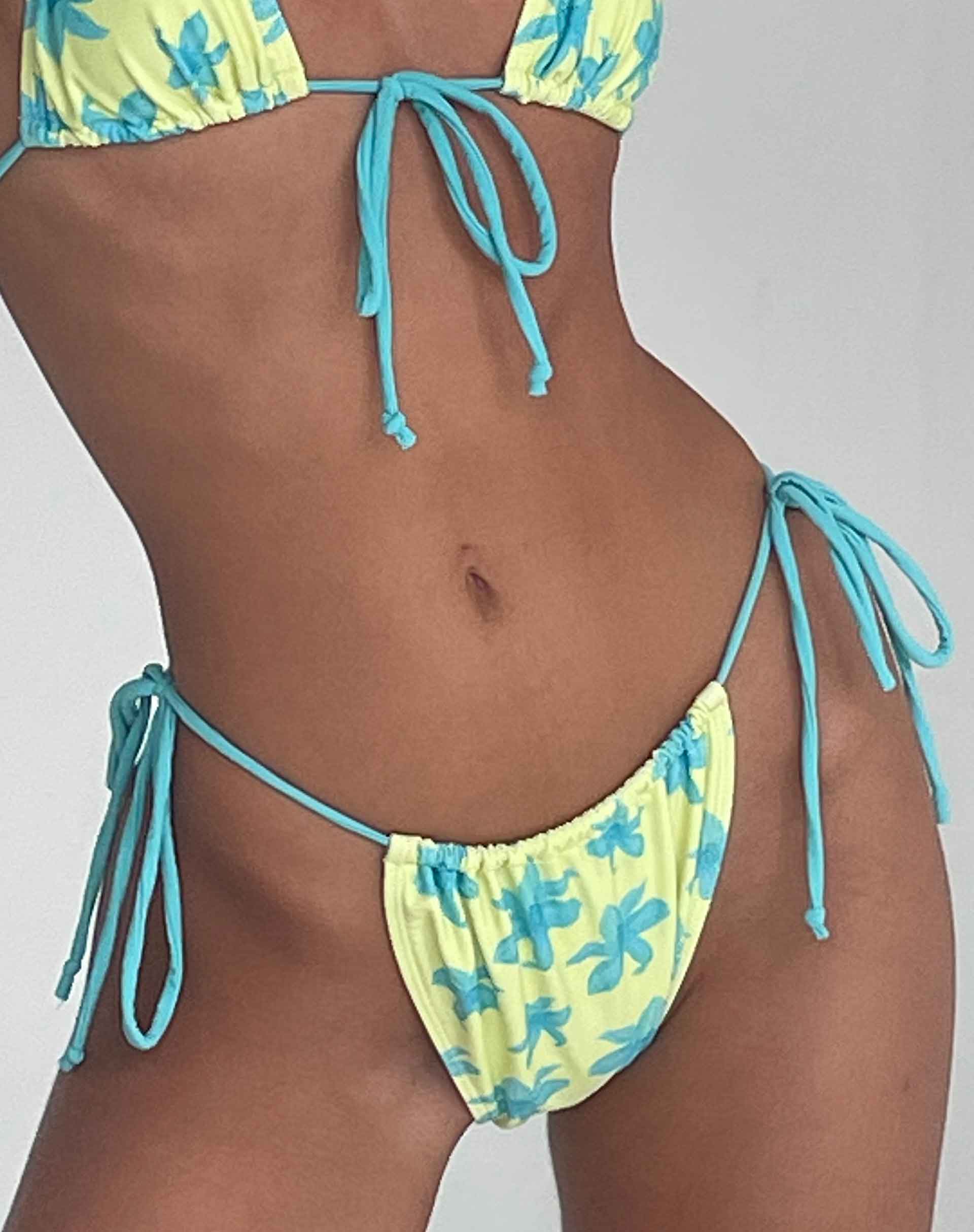 Bohemian Botanical Blue Beaded Bikini Bottom | Leyna – motelrocks.com