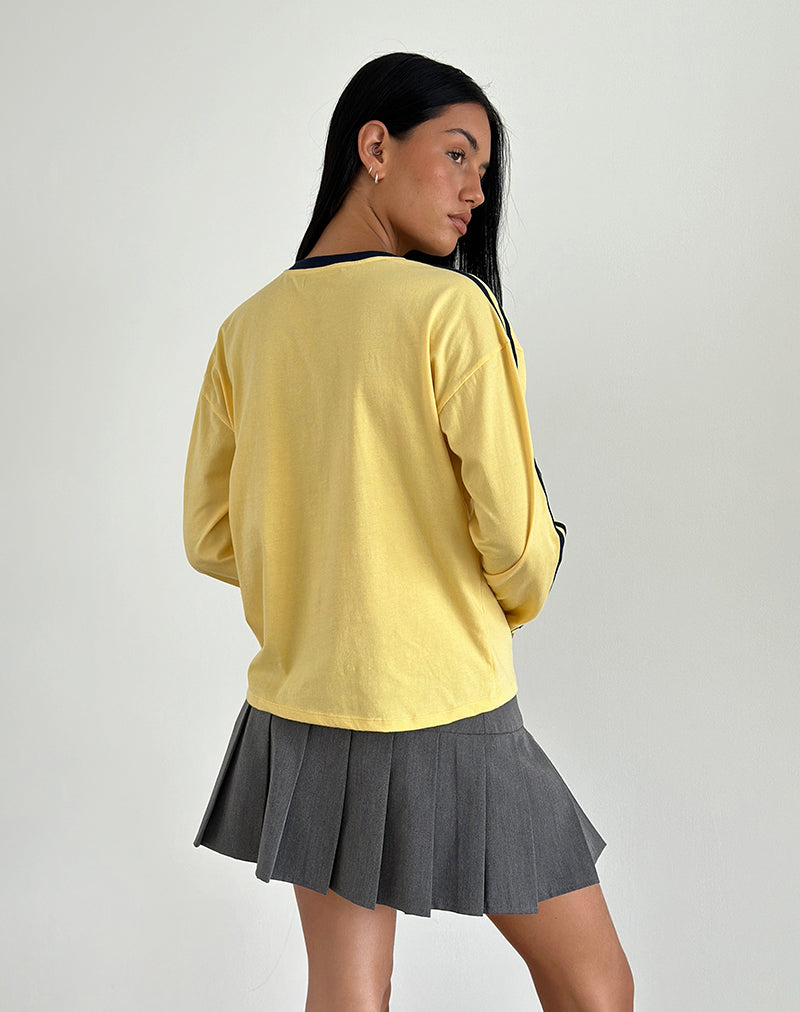 Image of Prata Long Sleeve Top in Lemonade with Navy Binding