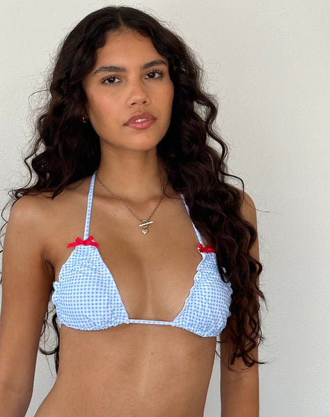 Blue Gingham Bikini Top Pumyla motelrocks