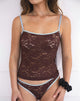 Image of Redum Cami Top in Chocolate Lace with Blue Binding