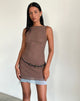 Image of Ren Mini Dress in Mesh Brown with Light Blue