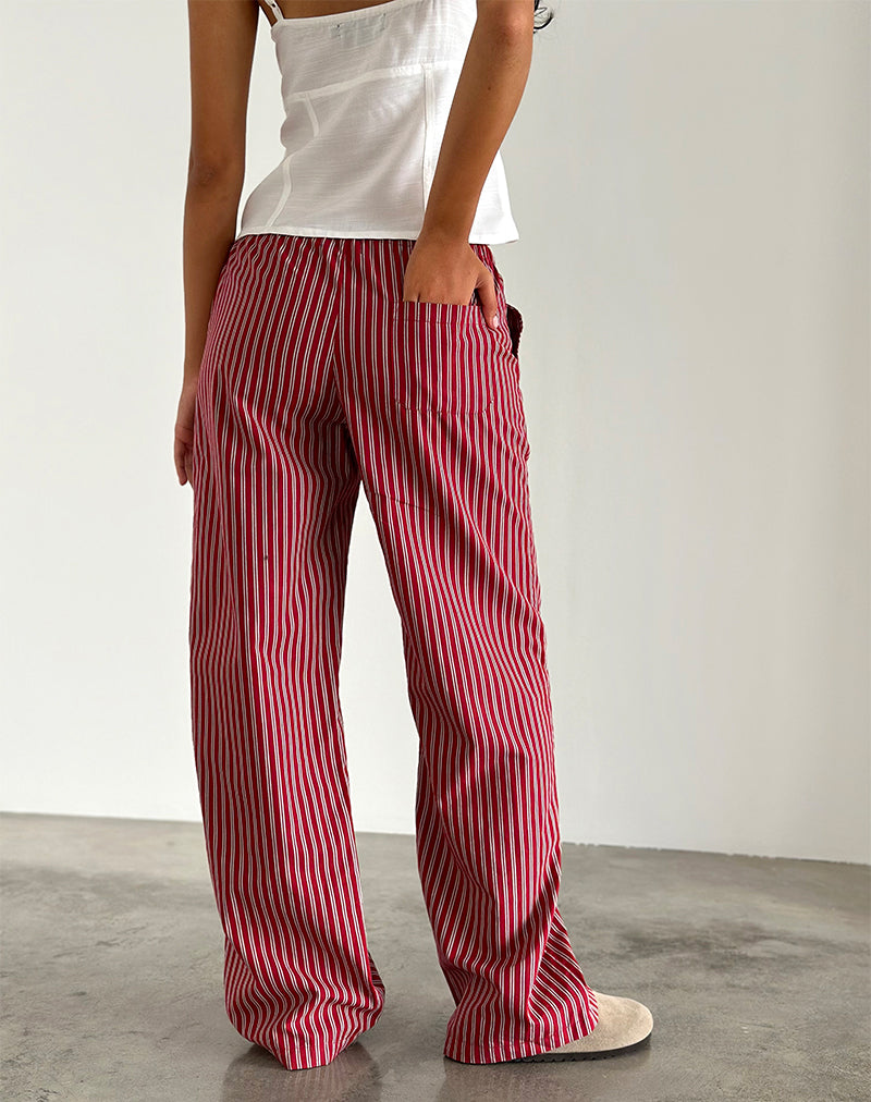 Image of Lirura Casual Trouser in Maroon Stripe