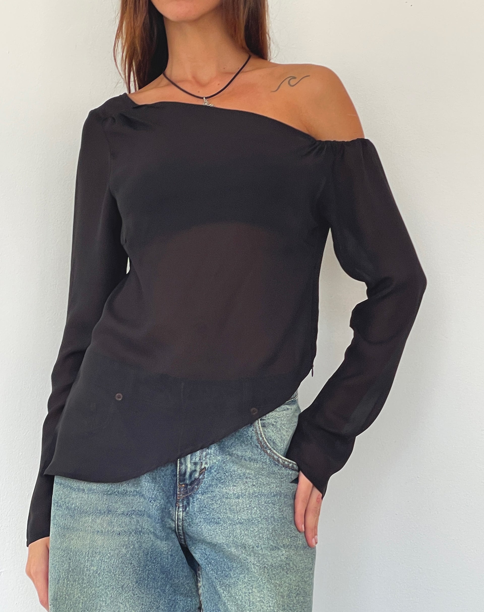 Asymmetric chiffon cheap top