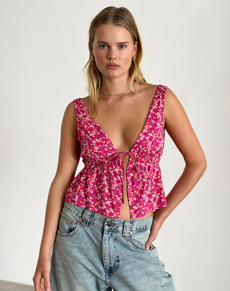 Image of Rolia Cami Top in Ditsy Floral Pink