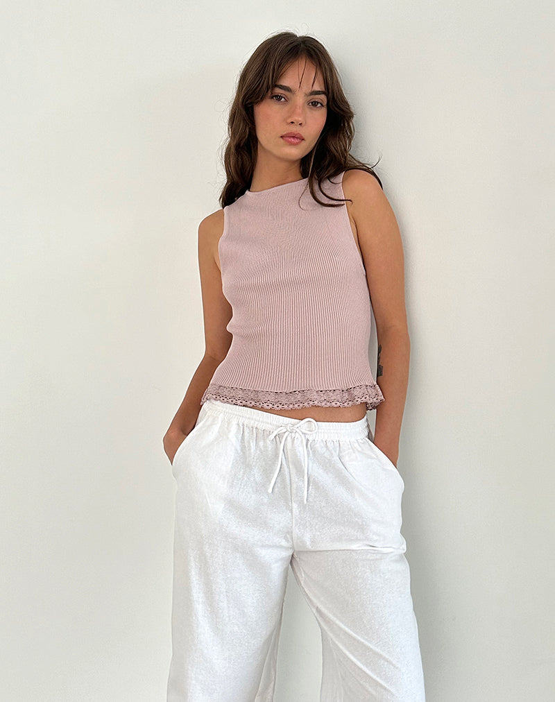 Image of Romane Sleeveless Top in Dusty Rose Rib Knit