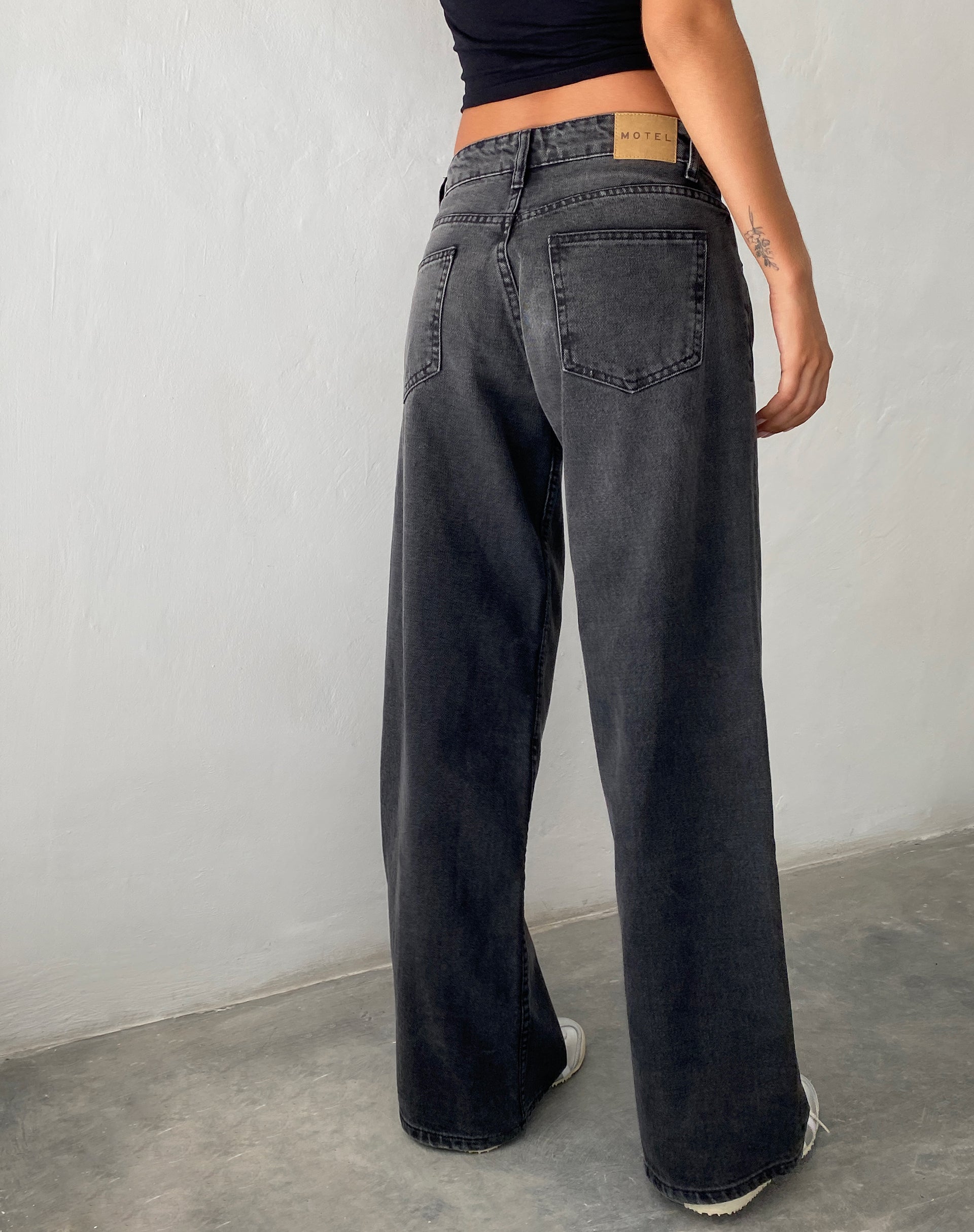 Washed Black Grey Extra Wide Low Rise Jeans | Roomy – motelrocks.com