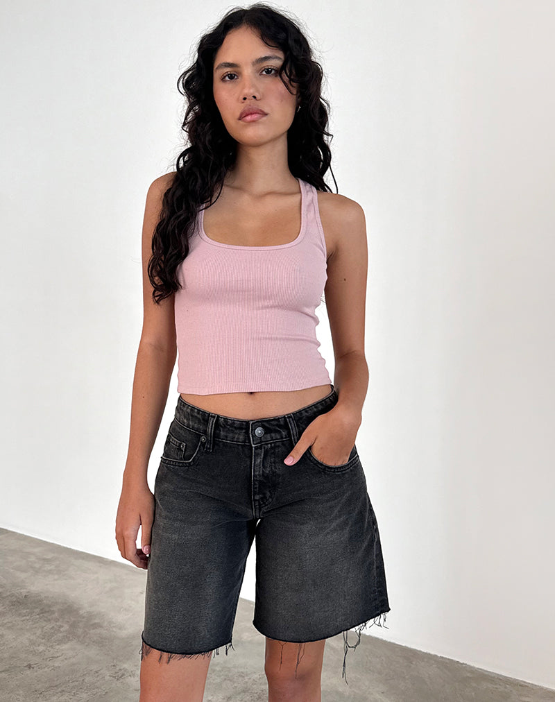 Image of Roxe Ribbed Vest Top in Pink Lady