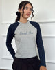 Image of Sabani Top in Grey Marl Navy with Lucky You Print