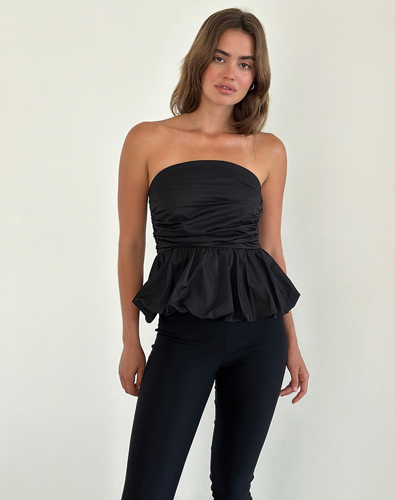 Image of Sabita Puffball Bandeau Top in Black