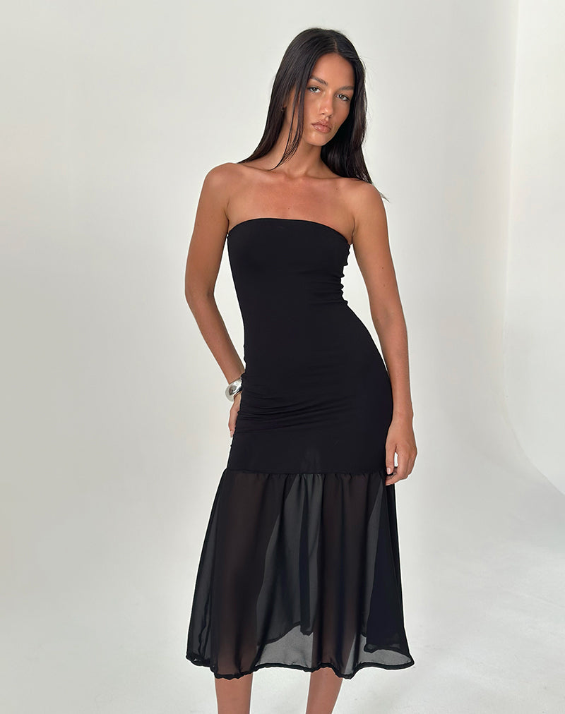 Image of Sachiko Bandeau Maxi Dress in Chiffon Jersey Black