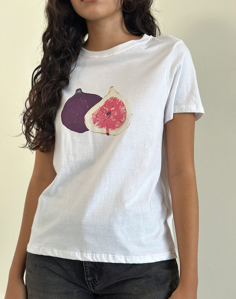 Saki Tee in White Fig