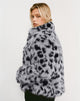 Image of Joji Cropped Faux Fur Jacket in Grey Leopard