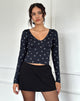 Image of Salisa Top in Navy with Mini Bow Design