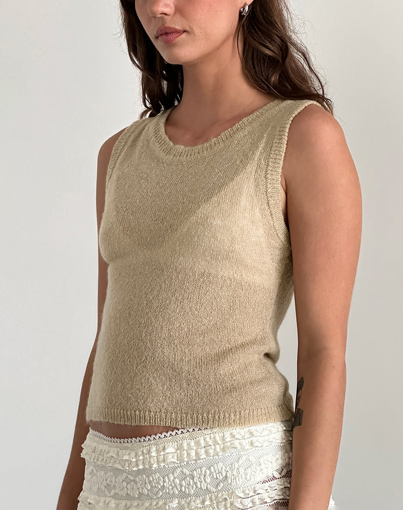 Image of Salisha Tank Top in Natural Sheer Knit