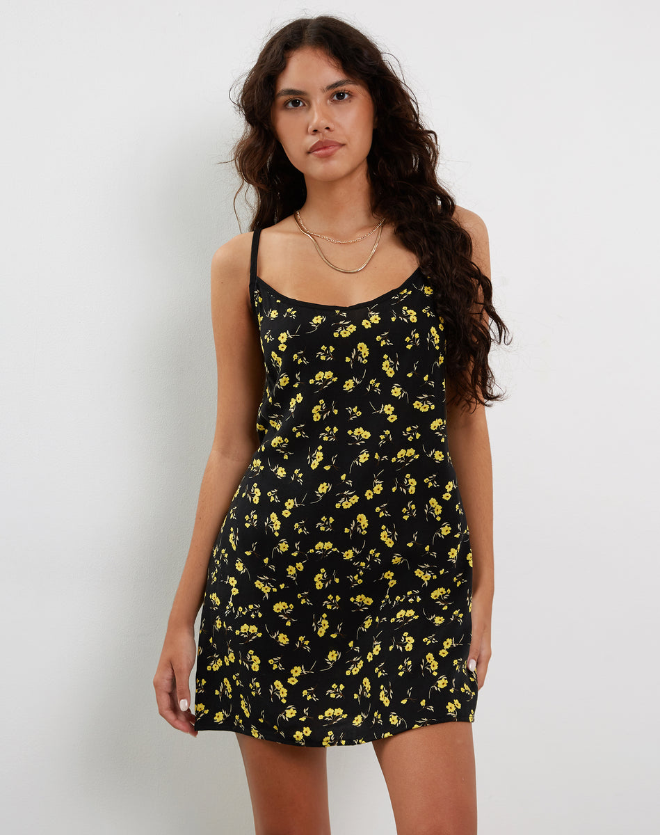 Buttercup Black Yellow Mini Dress | Samiya – motelrocks.com