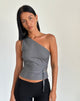 Image of Sayaka One Shoulder Top in Tailoring Charcoal