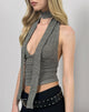 Image of Cosimo Halter Neck Top with Scarf in Glitter Knit Khaki