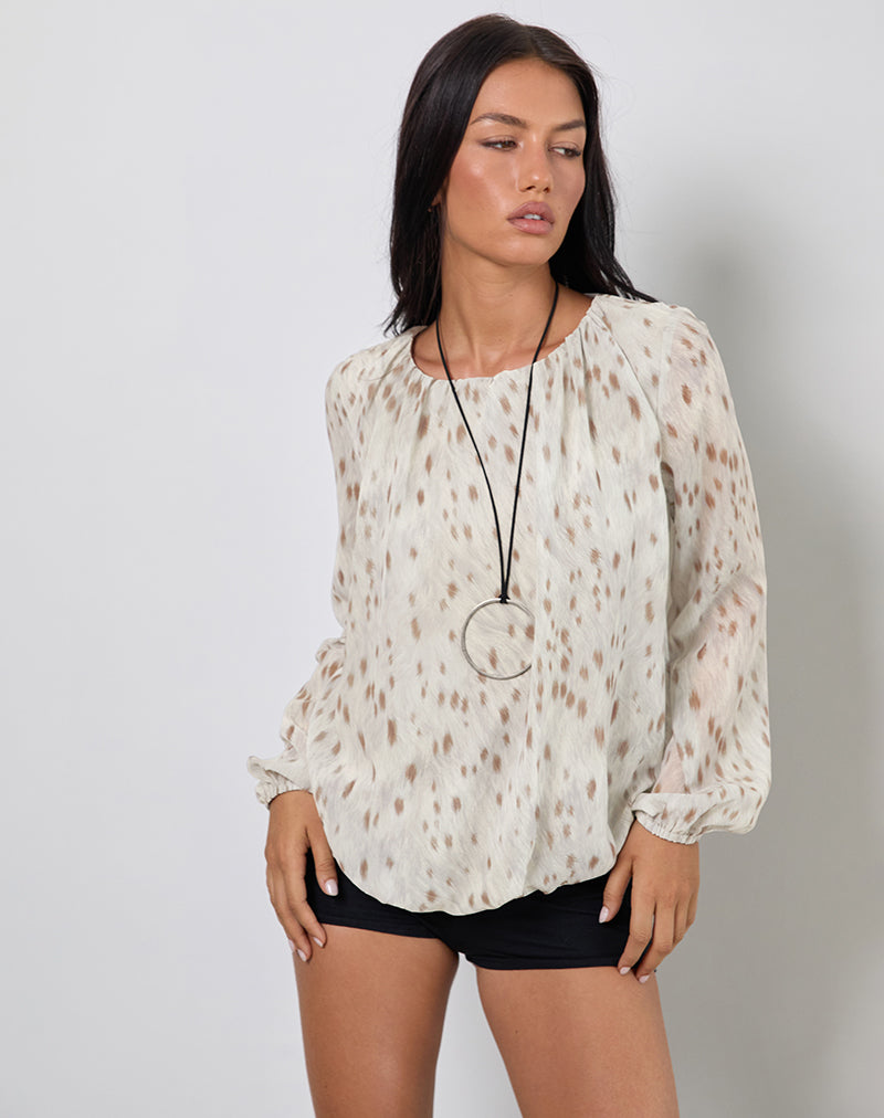 Image of Seita Oversized Blouse in Ivory Bambi Print