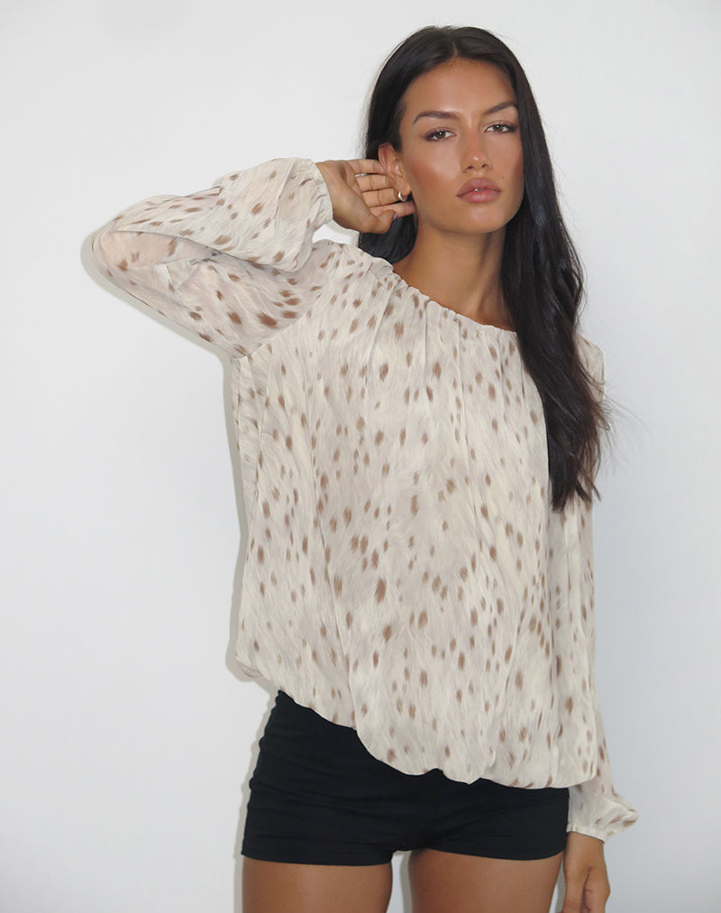 Image of Seita Oversized Blouse in Ivory Bambi Print